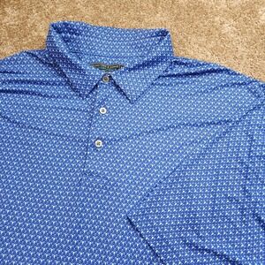 Roundtree & Yorke Performance Mens 3XT Blue Golf Tee Print Polo Shirt Tall